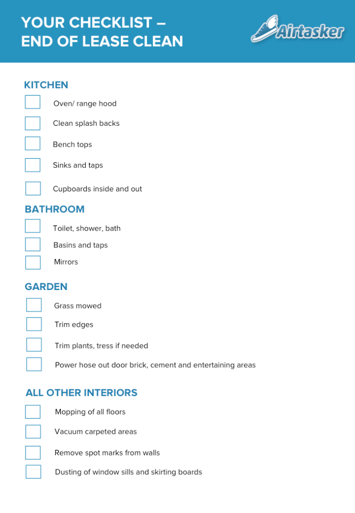 End of Lease Cleaning Checklist