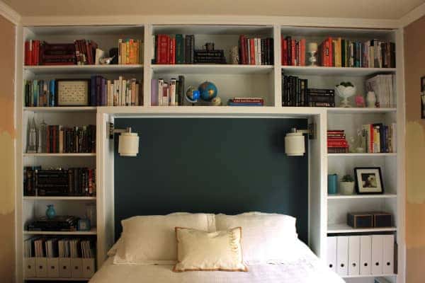 guest-bedroom-headboard-and-bookshelves