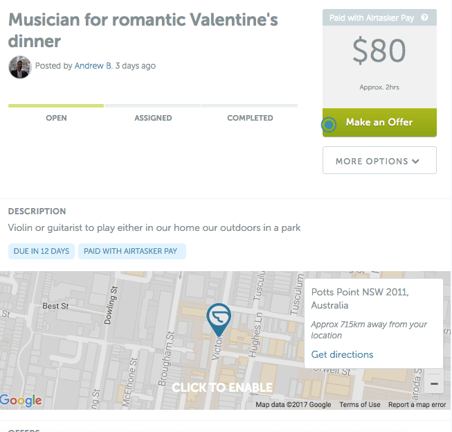 Musician for valentines day dinner