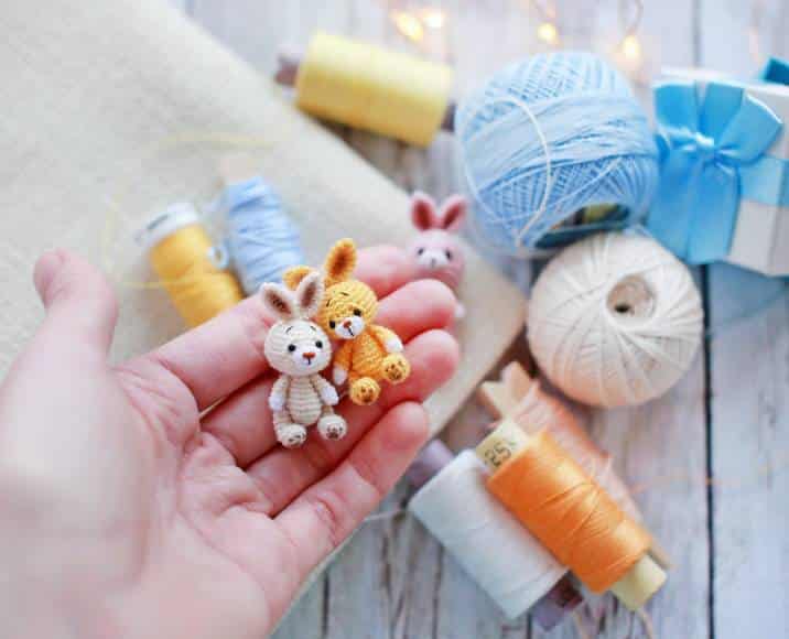 Miniature crochet rabbits, Handmade gift idea for Valentine's Day