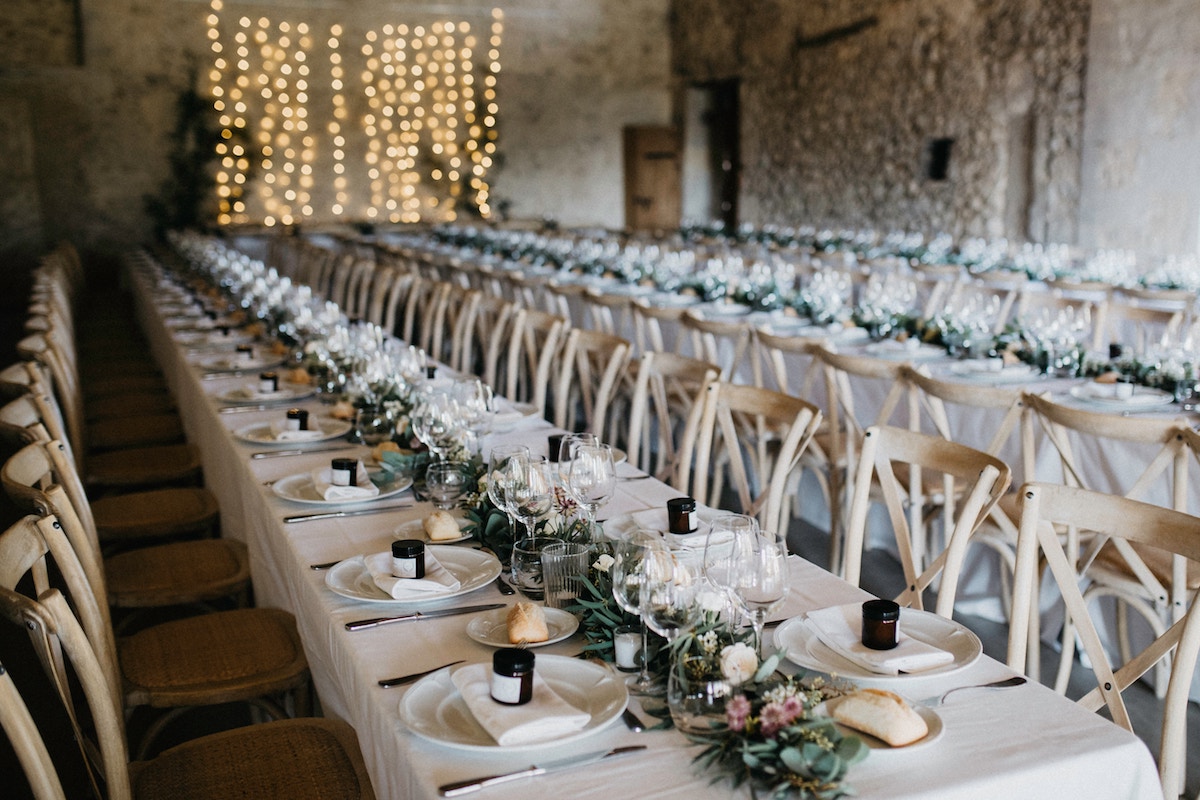 long table dining styled wedding