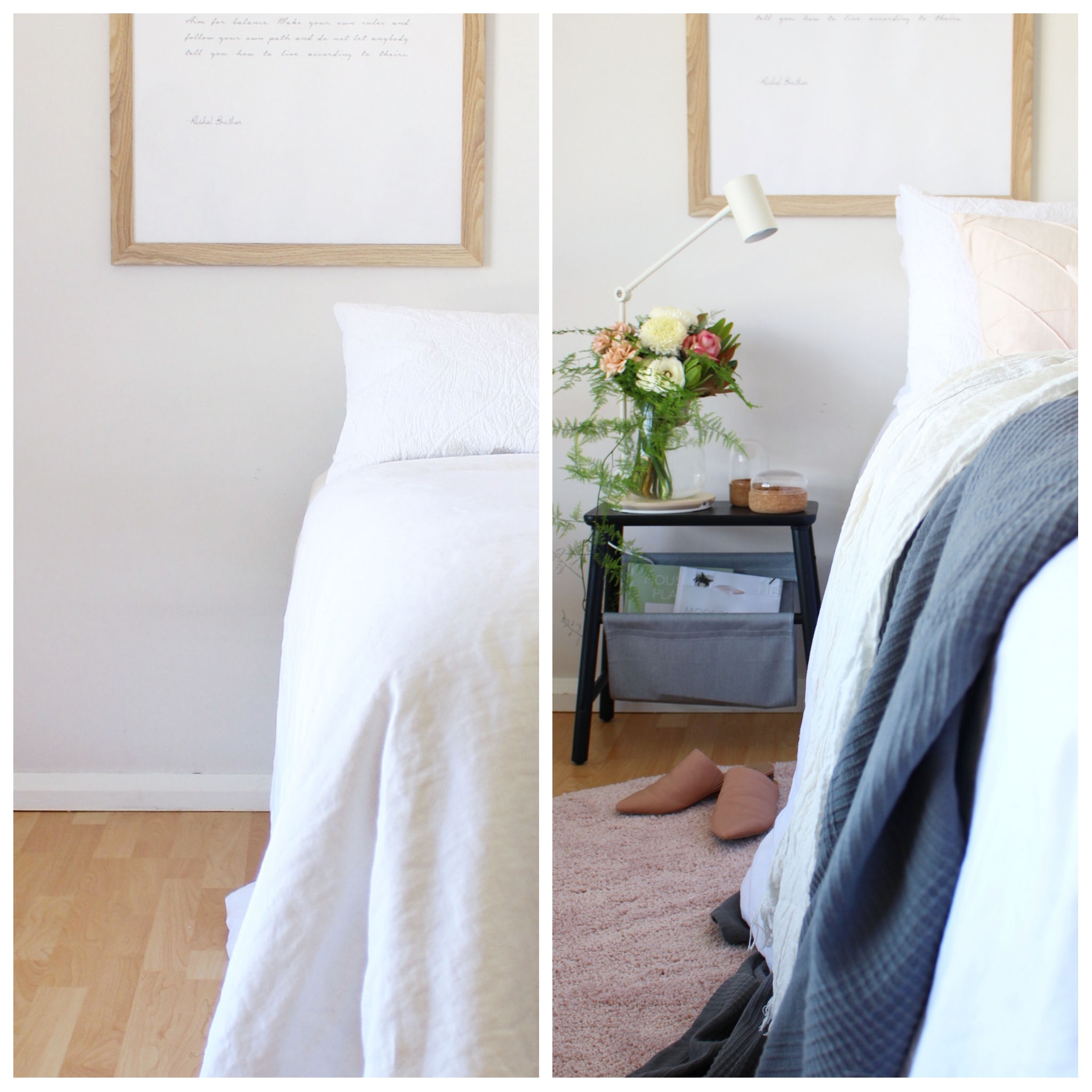 before and after Scandi style bedroom makeover