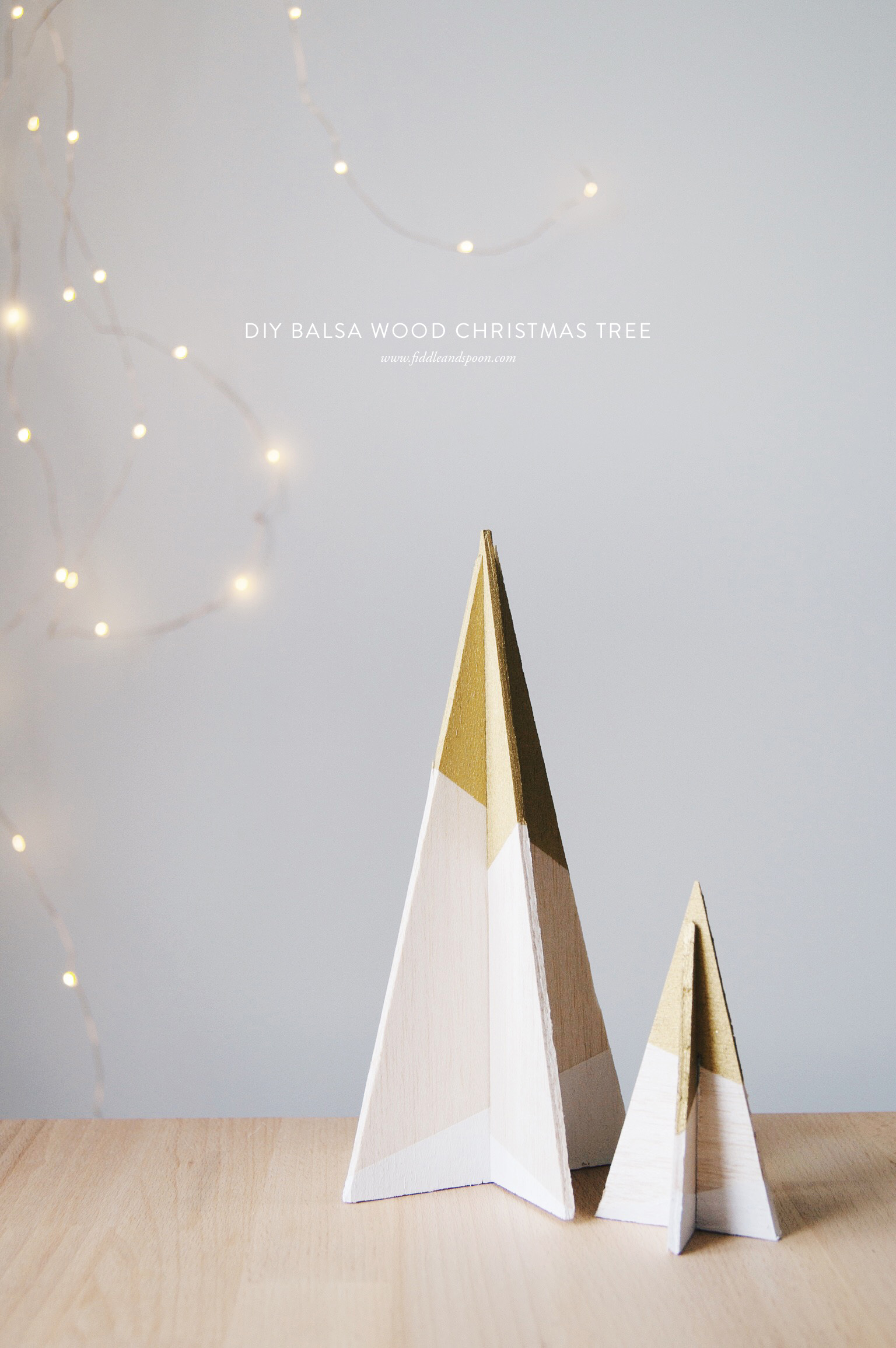 Balsa wood geometric Christmas tree DIY ornaments