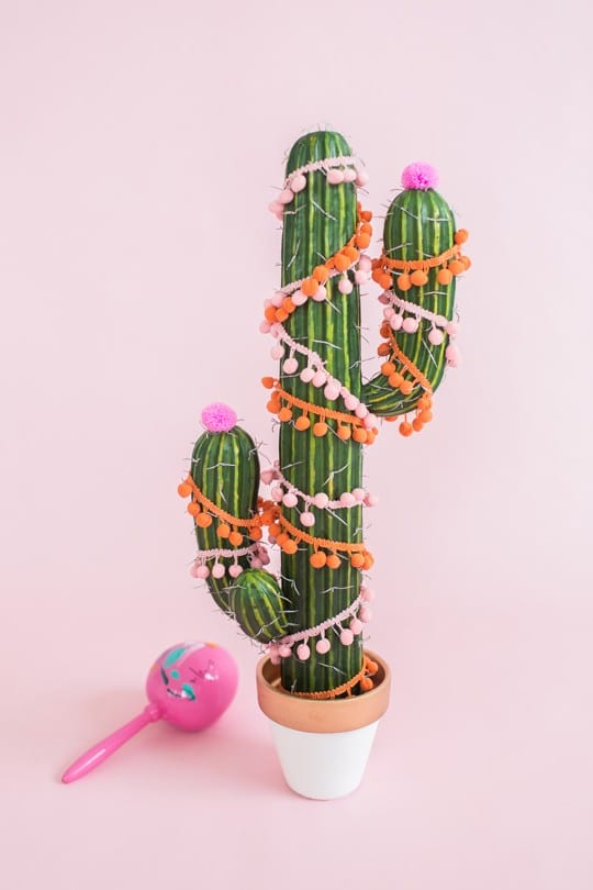 Cactus Christmas tree with pom poms