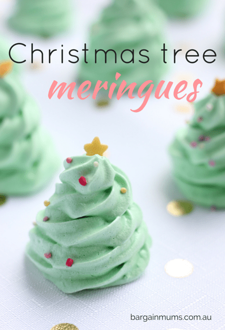 green Christmas tree meringues