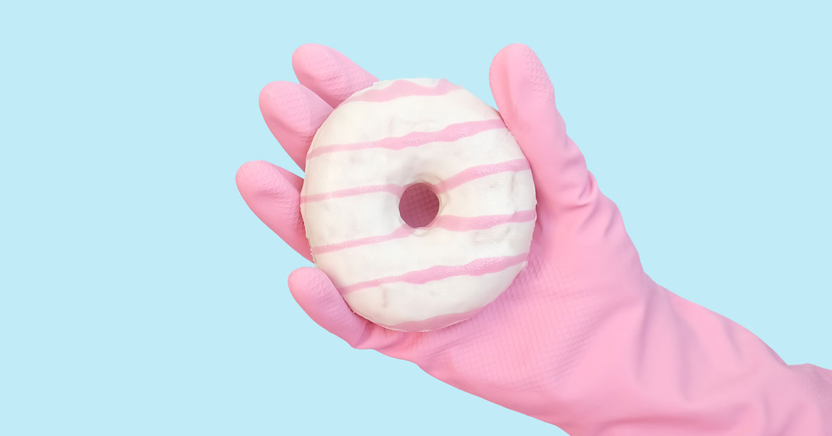 Pink and white designer doughnut