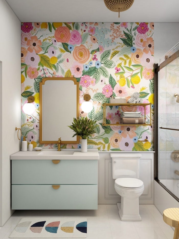 floral bathroom wallpaper