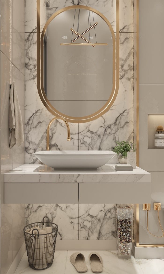 marble bathroom tiles with vanity