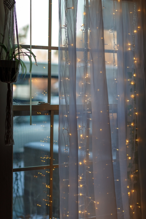 decorative lights on a window 