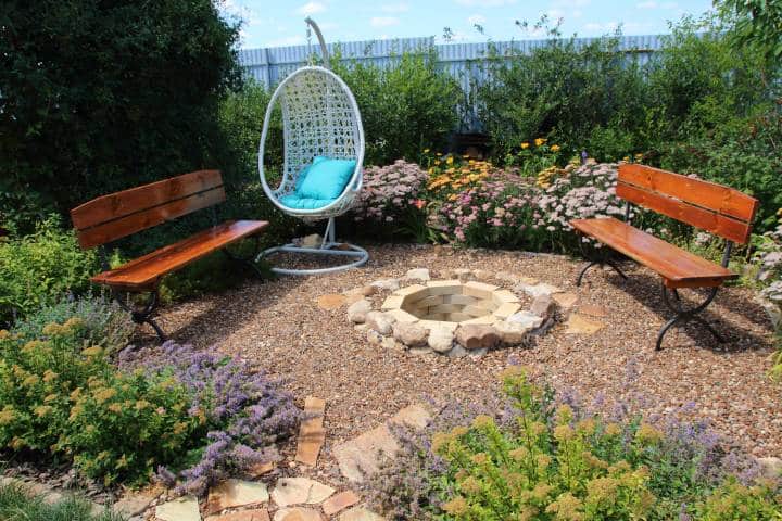 pebbles and gravel flooring in the fire pit
