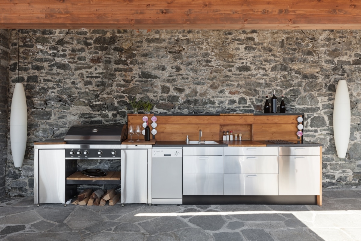 modern stainless steel outdoor kitchen