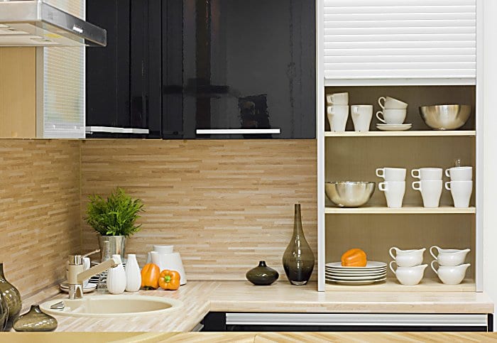 wooden splashback