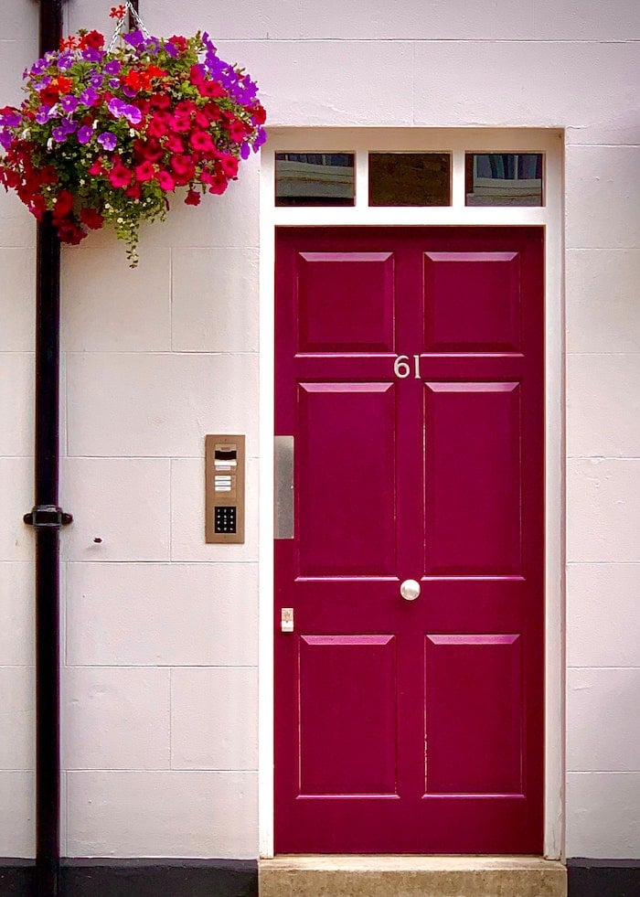 pink coloured front door