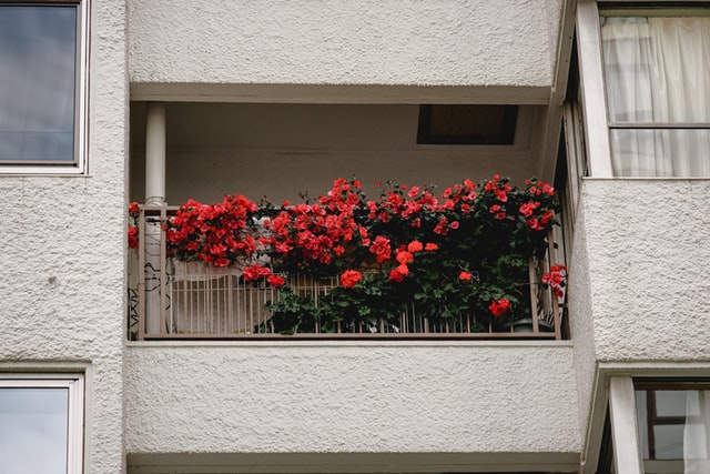 balcony with flowers