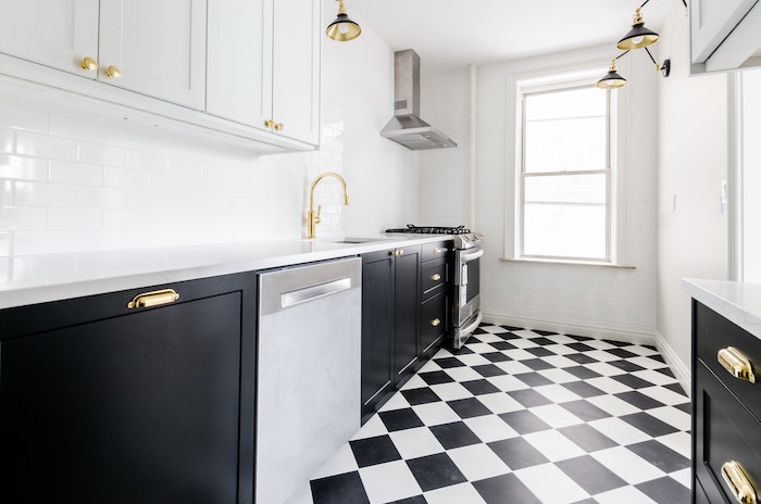 black and white kitchen