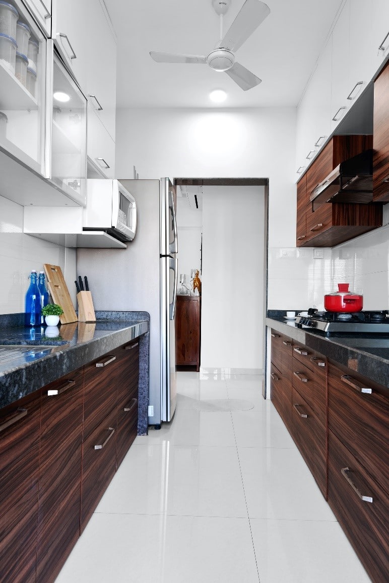 galley-kitchen-dark-cabinets