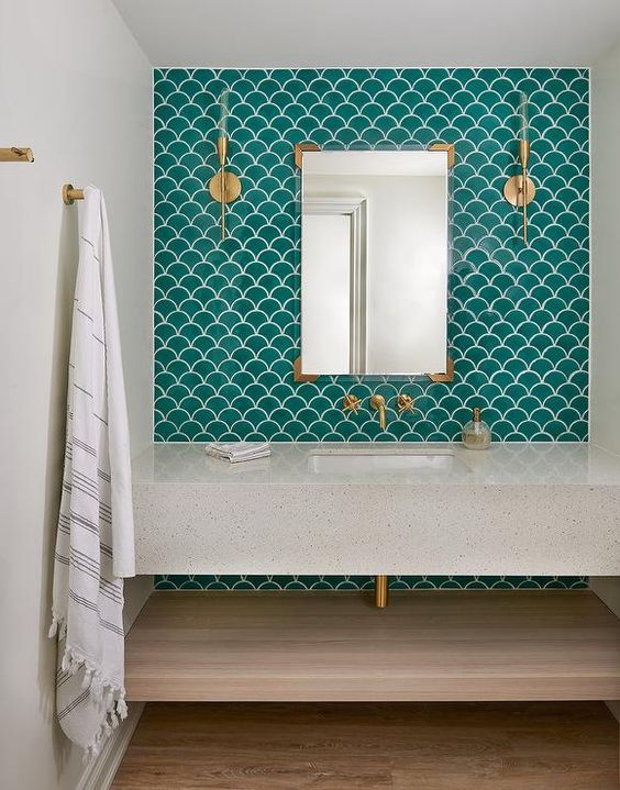 bathroom fish scale tiles