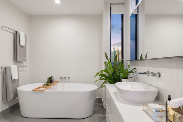 white-bathroom-with-plants