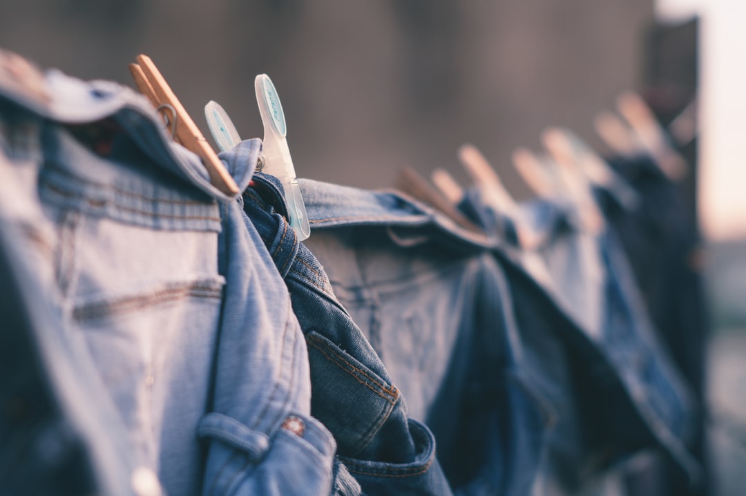 Jeans hanging on line