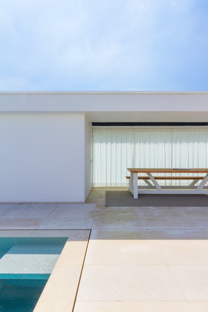 entertaining area with pool