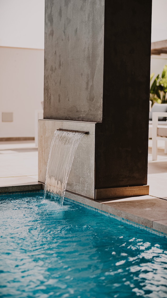 fountain water feature with pool