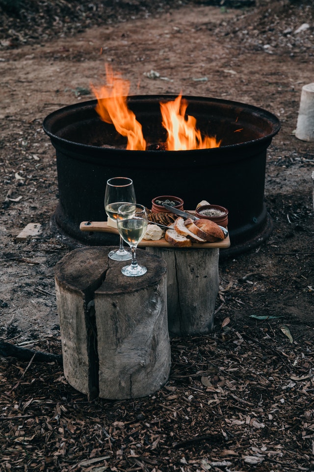 backyard wedding firepit