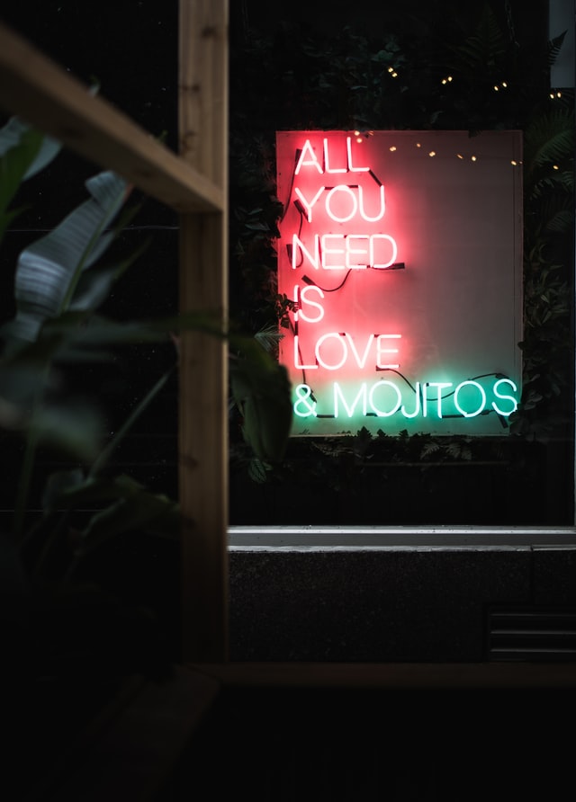 backyard wedding neon sign