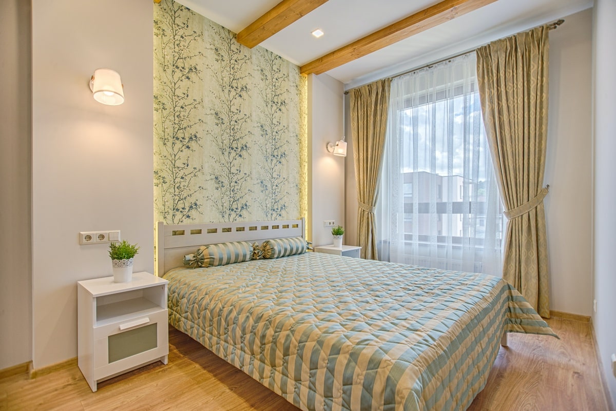 Bedroom with a pop of yellow