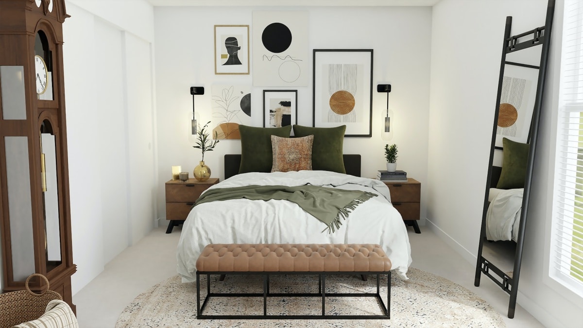 Bedroom with contrasting colours