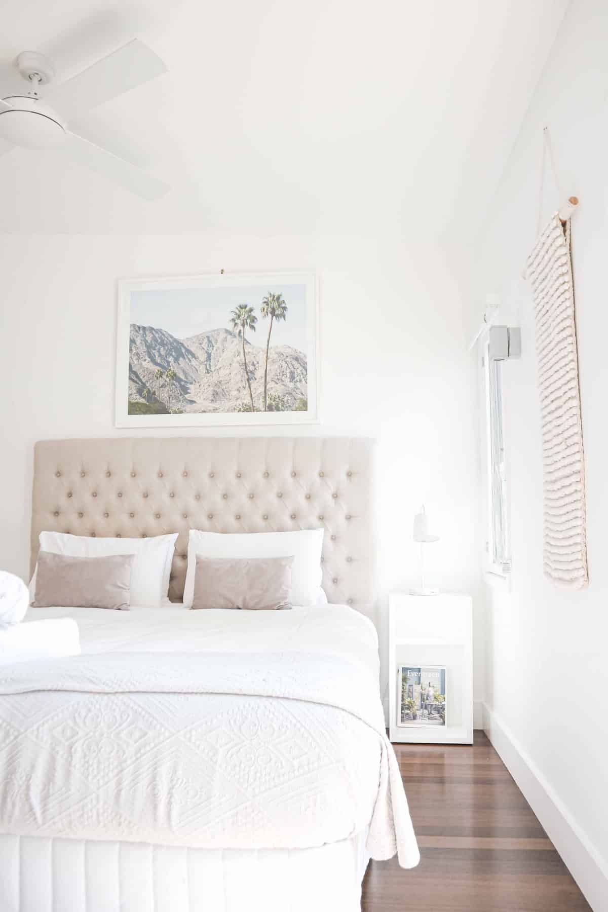 White modern mid century bedroom