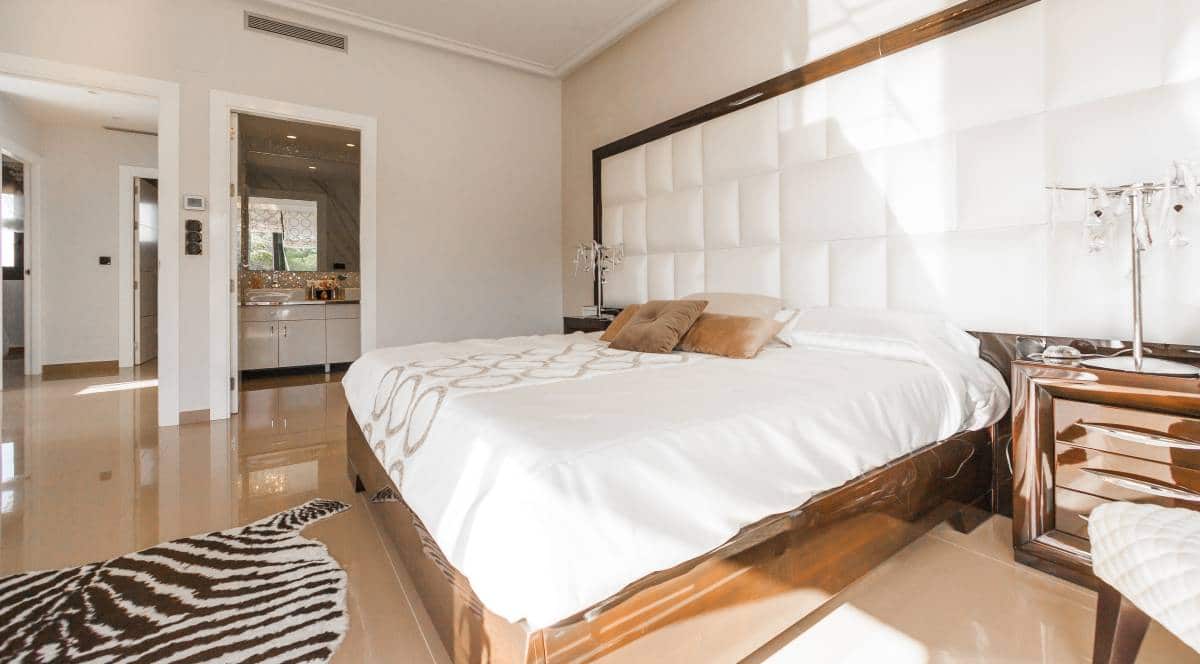 cream and white bedroom