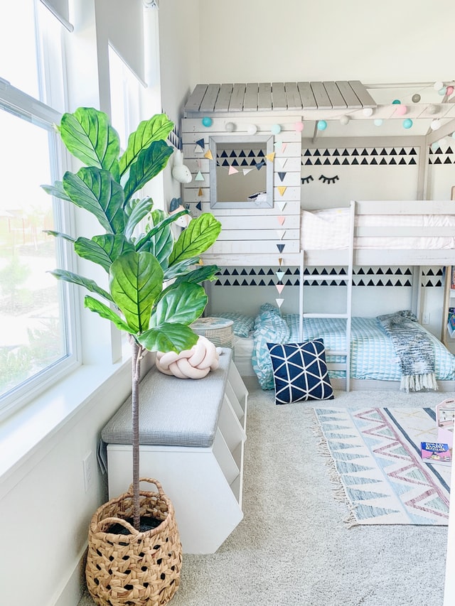 girls bedroom with plants