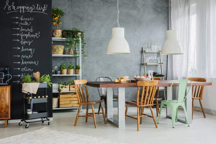 DIY industrial and big kitchen table in loft