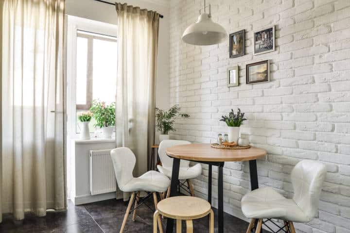 Dining area with photo wall feature