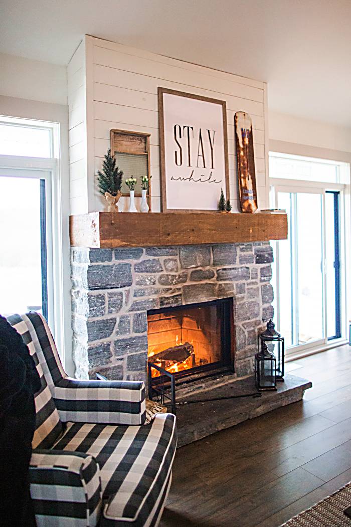 stone fireplace