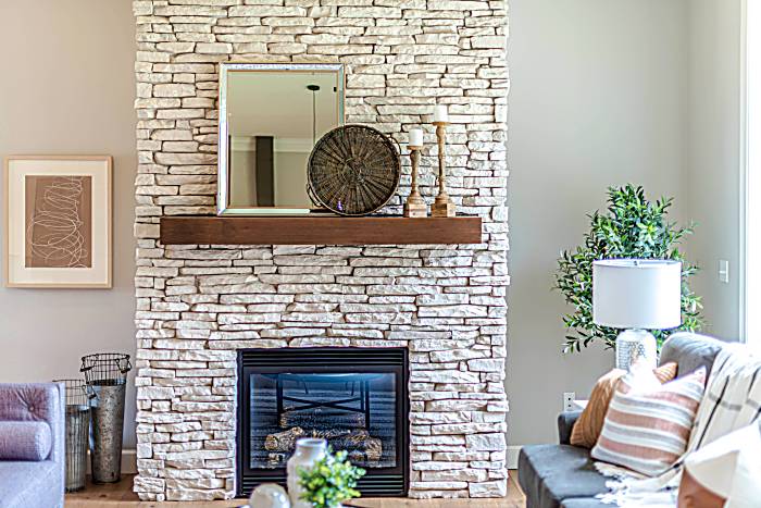 stone tile fireplace