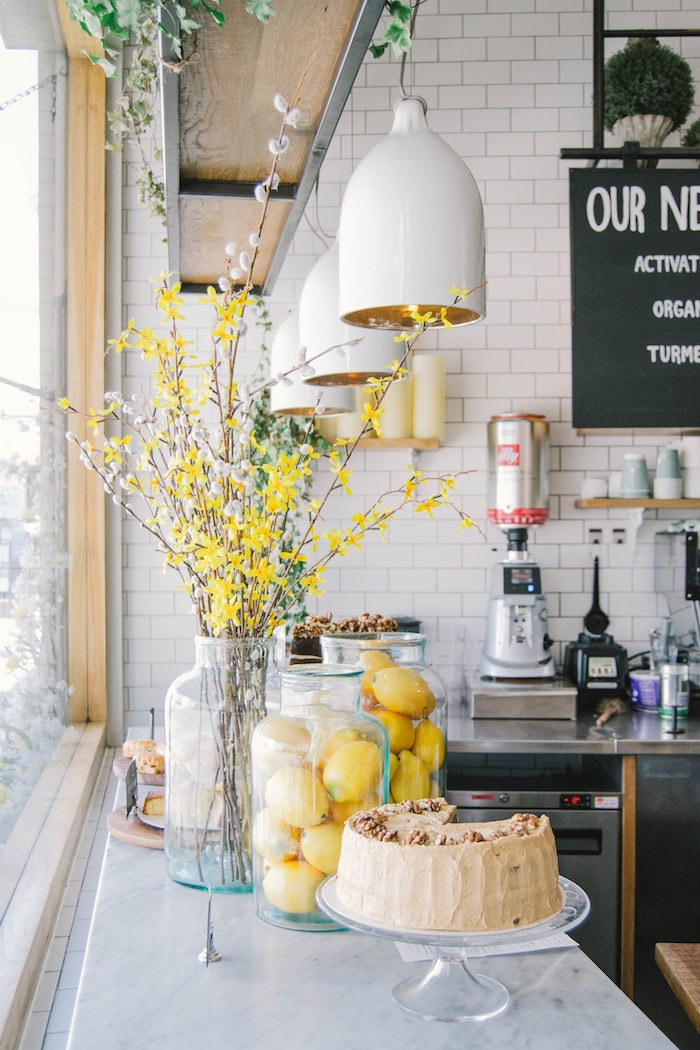 yellow kitchen styling