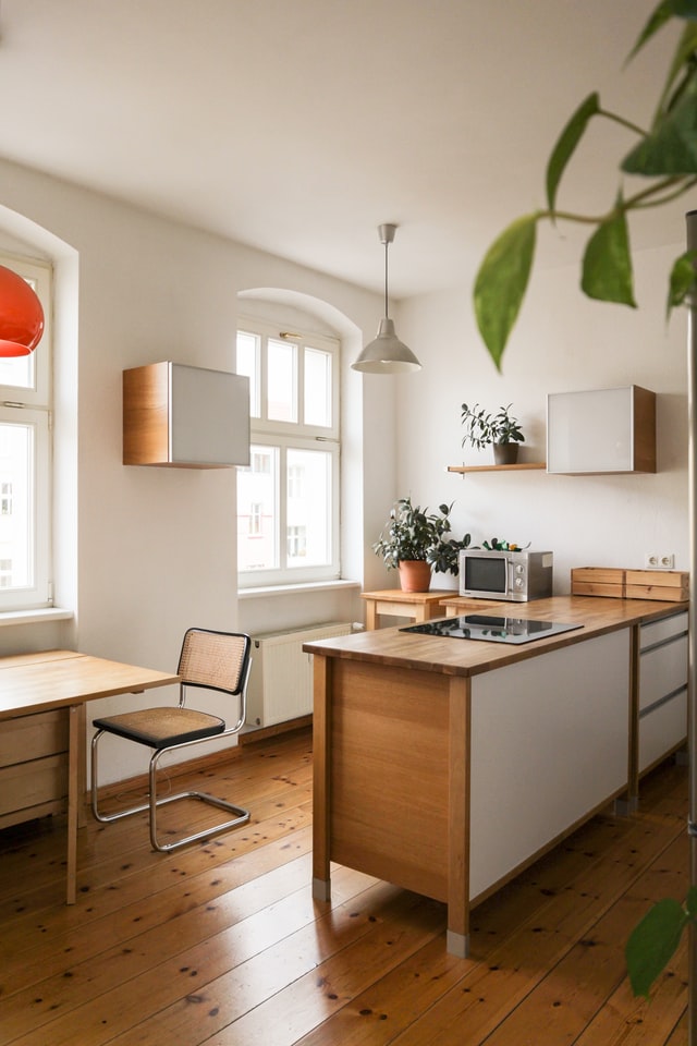 timber heavy boho kitchen