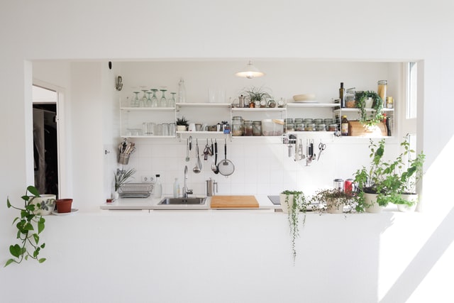 white jungalow boho kitchen