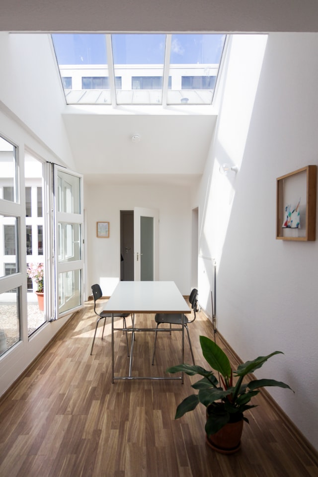 home office with skylights