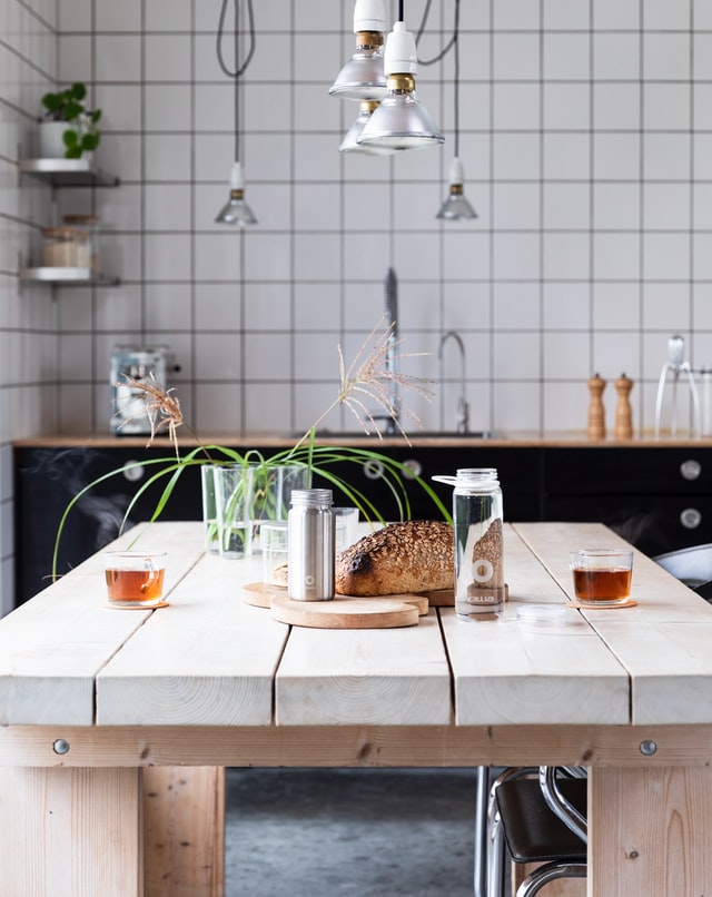 black and white boho kitchen