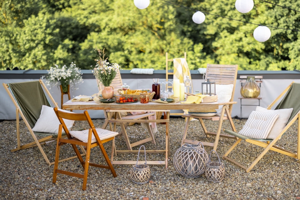 boho style outdoor dining table