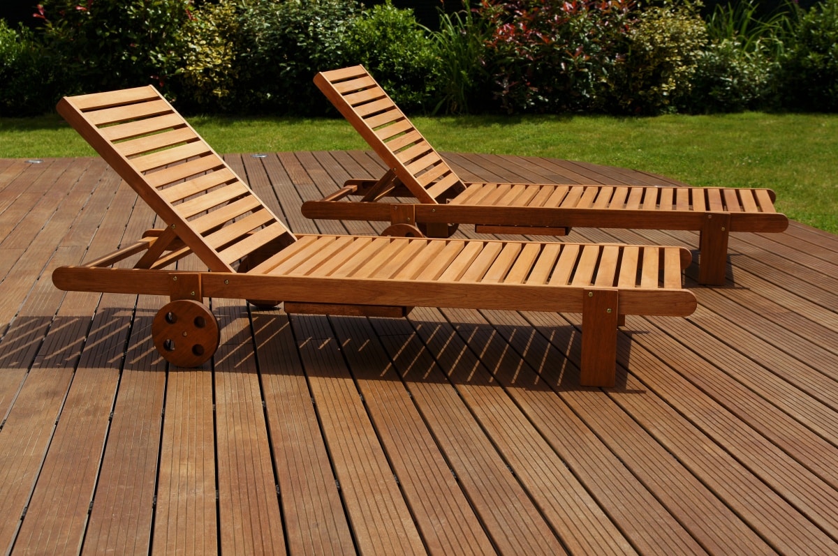 two lounge chair on an exotic wood terrace