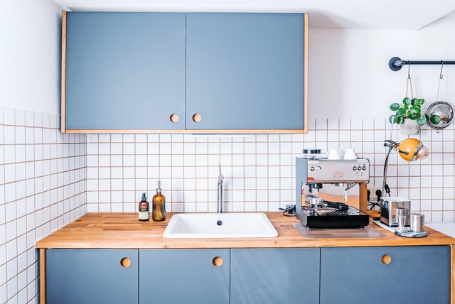 blue boho kitchen