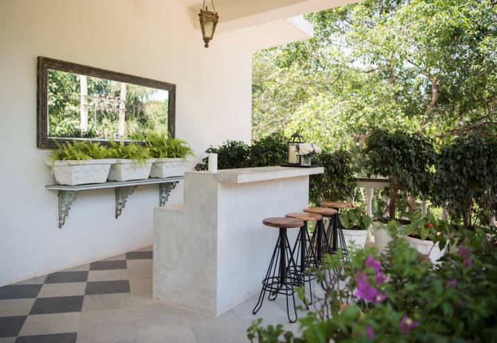 open bar in a garden patio