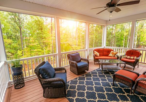 screened in porch during the fall