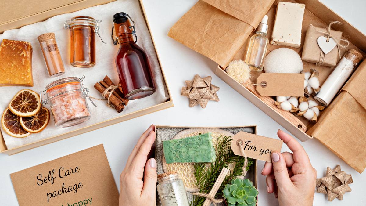 woman preparing care packages