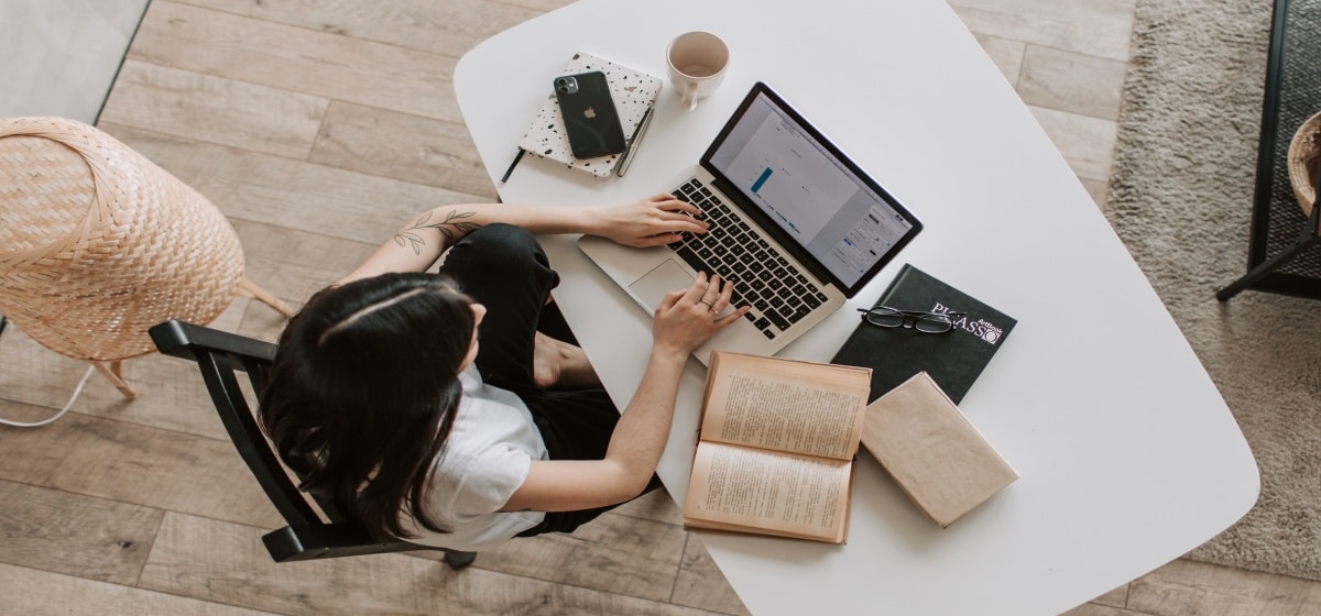 woman working on laptop