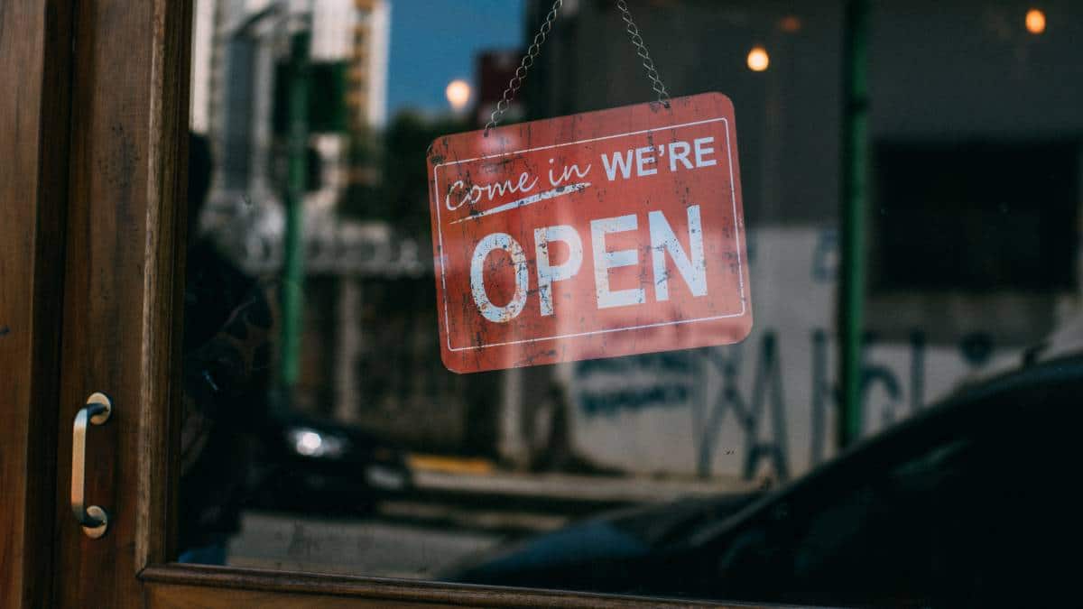 open sign on small business during lockdown