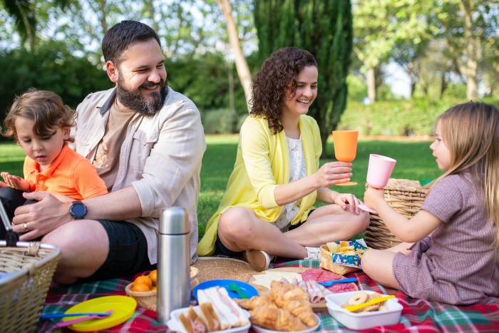 family enjoying outdoor picnic